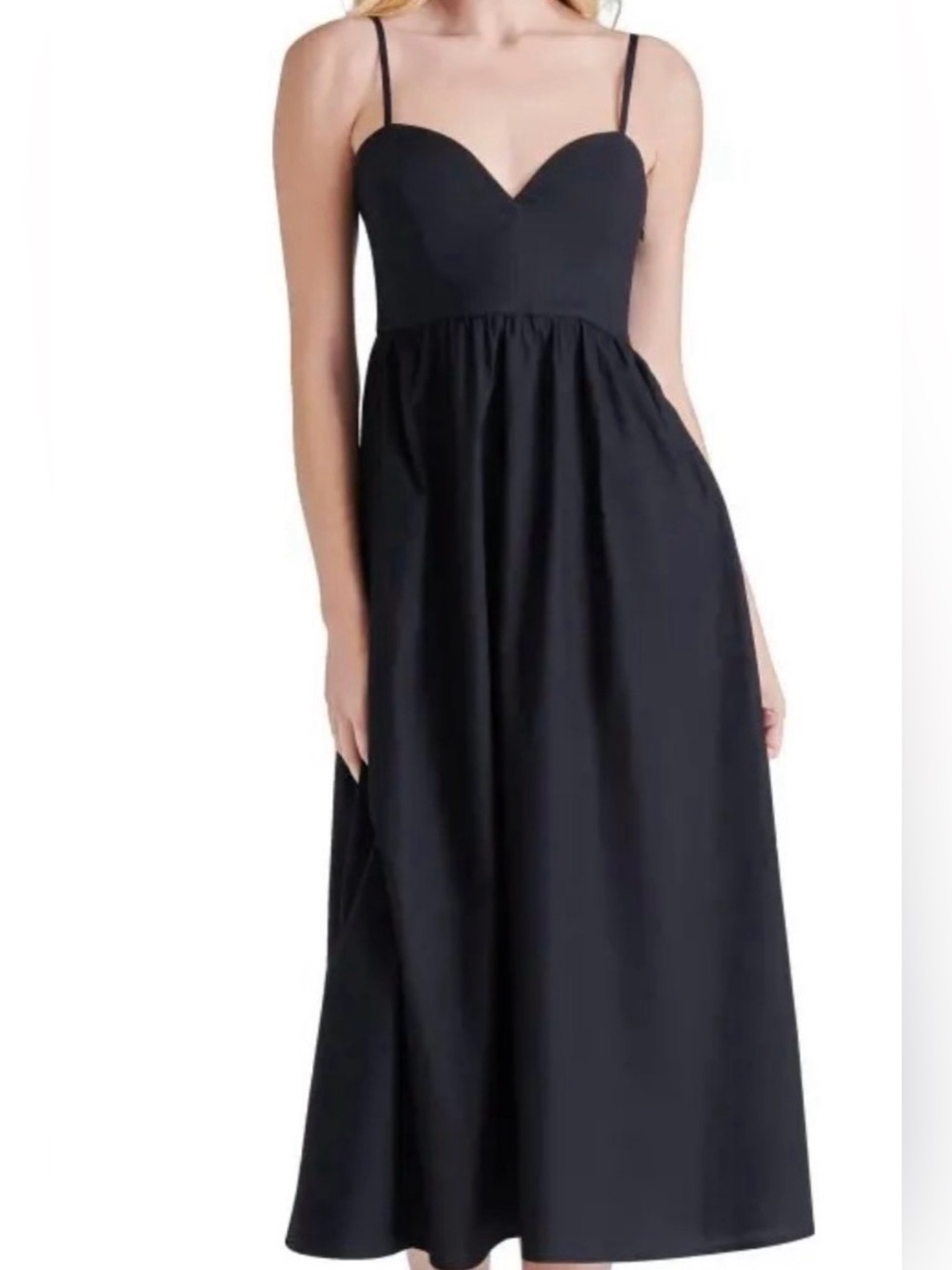 Steve Madden Black 100% Cotton Women’s Midi Smoked Dress Size L.